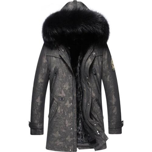 Real Fur Coat Men Mink Fur Liner Parka Winter Jacket Men Real Raccoon Fur Collar Jackets Mink Fur Coat Plus Size SW71 YY863