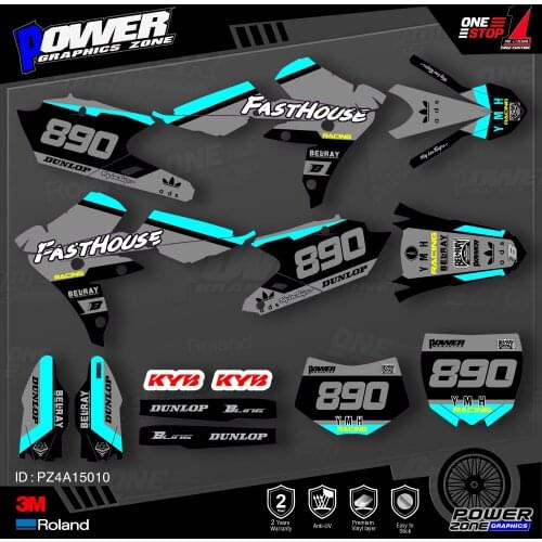 PowerZone Custom Team Graphics Backgrounds Decals 3M Stickers Kit For YAMAHA 2016-2018 WR450F 2015-2018 YZ450FX 010
