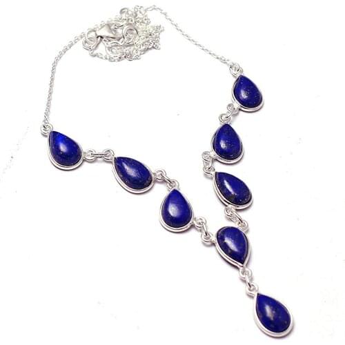 Genuine Lapis Lazuri Necklace 925 Sterling Silver, 45.5 cm, MHBNE0167
