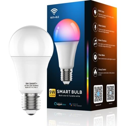 Professional Smart RGB Light Bulb 9W 750LM TUYA Wifi Smart Bulb Color Changing Smart RGB LED Bulb