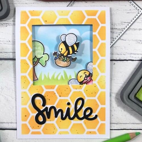 Rectangle Frame With Word "Smile" Metal Cutting Dies For Scrapbooking Craft Die Cut Card Photo Album Making Embossing Stencil