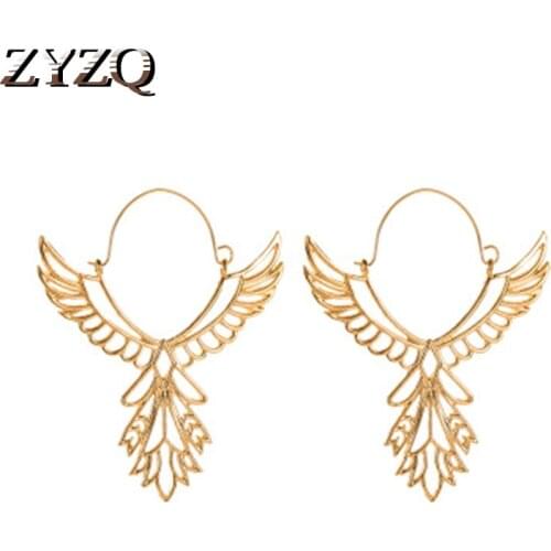 ZYZQ Euro America Angel Wings Earrings Ethnic Hollow Out Eagle Earrings Jewel Peace Design Wholesale Lots&Bulk Hot Selling
