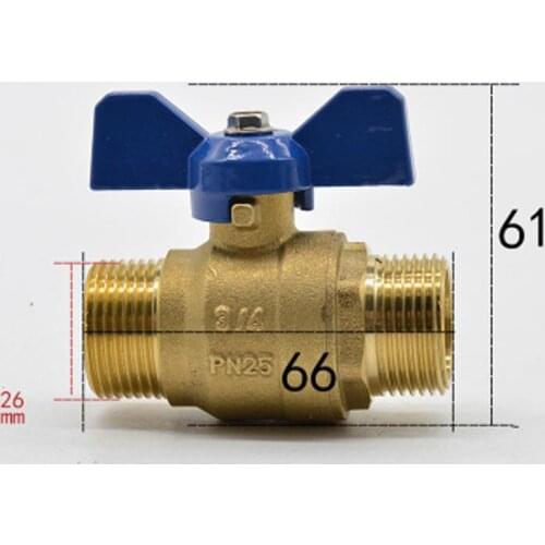 DN20 G 3/4" BSP Male Brass Ball Valve Water Gas Oil Port Size 19mm With Blue Handle