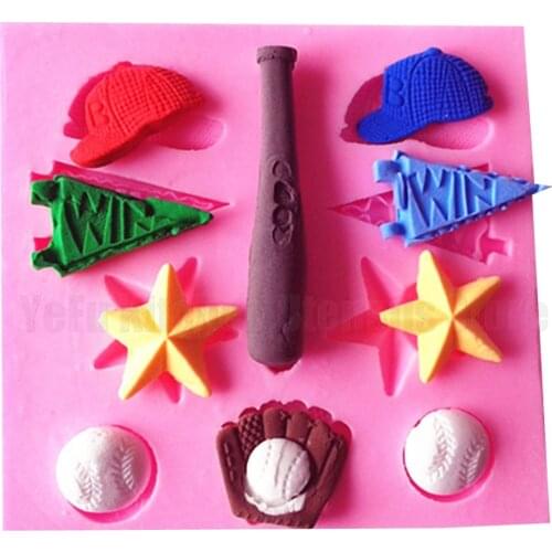 Sport Series baseball softball golf hats chocolate Party DIY fondant cake decorating tools silicone mold T1047