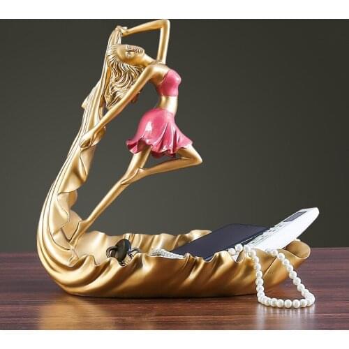 DANCING GIRL ART SCULPTURE FIGURE STORAGE BOX STATUE FIGURINE RESIN ART&CRAFT CANDY DISH KEY STORAGE HOME DECORATION R5066