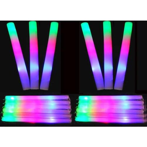 Light up Foam Sticks Glowing Wand Baton Colorful Flashing LED Stobe Stick for Party Concert Event Birthday Give Aways