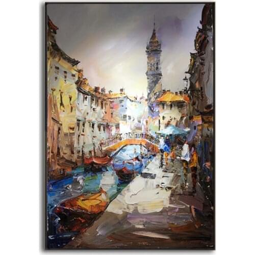 Oil painting Street view of Venice Modern Abstract painting art hand painted Canvas Painting art Unique design 2020041605