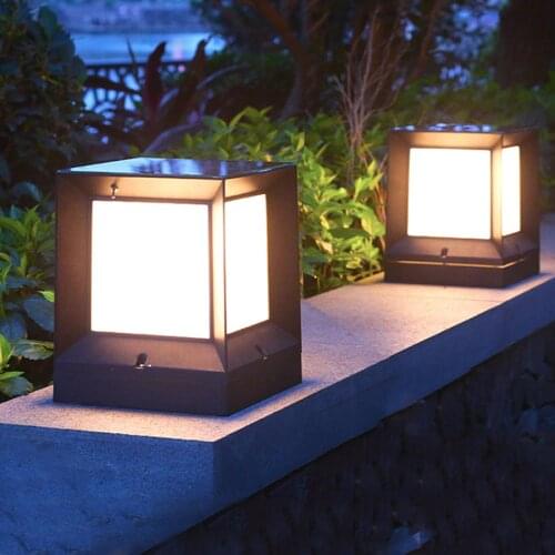 Thrisdar Outdoor Solar Pillar Lamp Waterproof Gate Fence Deck Landscape Lawn Light Villa Garden Gate Front Door Stigma Lamps