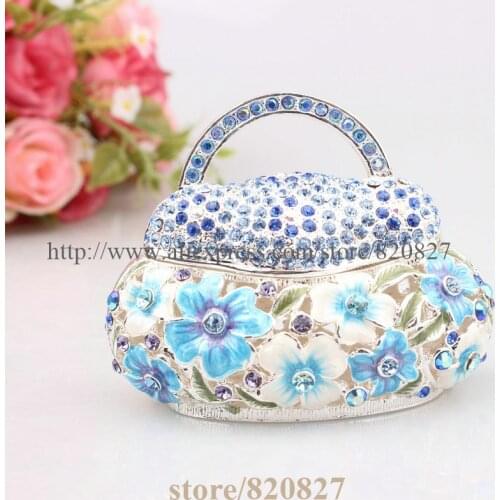 Vintage Purse Figurine Box Handbag Shaped Trinket Jewelry Box Wallet shaped Earring Box Floral Purse Trinket Box