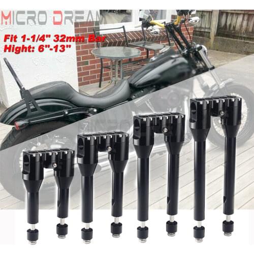 Aluminum 6'' 8'' 10'' 12'' 32mm 1-1/4" Club Handlebar Heighten Riser Top Clamp Bar Extend Mount Kit For Harley Dyna Street Bob