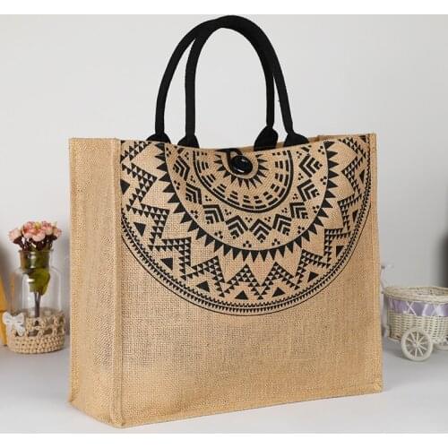Women Linen Luxury Tote Large Capacity Female Casual Shoulder Bag Lady Daily Handbag Beach bags for Women Sun Pattern Handbag