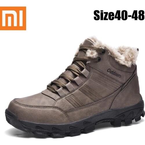 Xiaomi Winter Men Boots Waterproof Warm Fur Snow Boots Men Outdoor Winter Work Casual Shoes Military Combat Rubber Ankle Boots