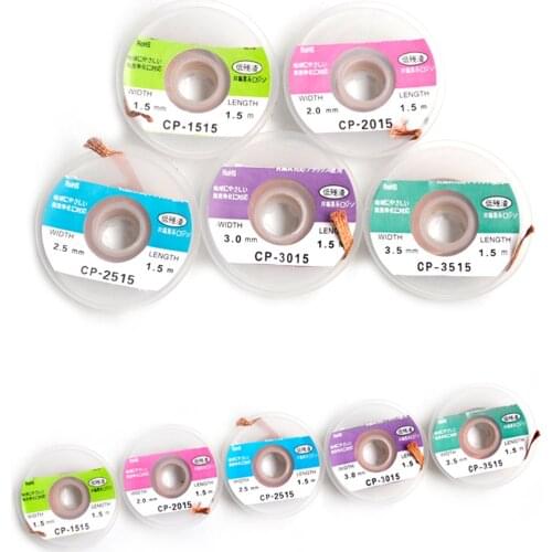 1PCS 1.5m Suction Wire Residue suction tin network wire 1.5mm -3.5mm width suction line tin strip Tin Desoldering Wire