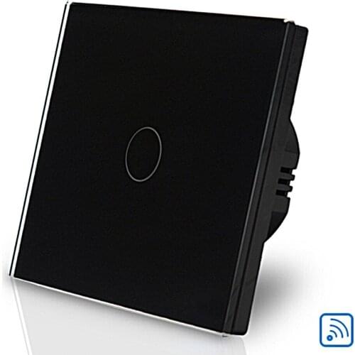 2019 beautiful EU 1 gang 1 way wall switch high end good quality touch wall switch single live line tough glass with backlight