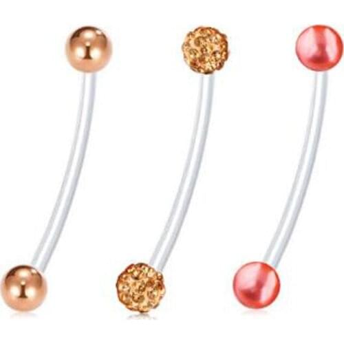3 pcs/sets of 38 MM long soft rod industrial ear nail, umbilical ring, umbilical nail puncture jewelry，body piercing