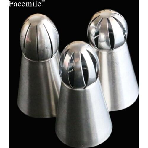3Pcs Sphere Ball tip Cream Stainless Steel Icing Piping Nozzle Pastry Decorating Tip Gift Fondant Cupcake Buttercream Decorating