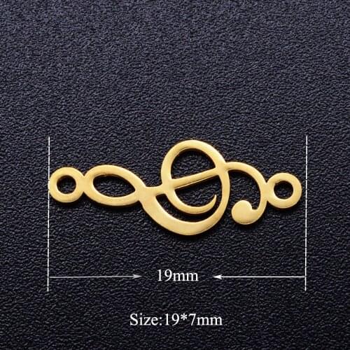 5pcs/lot Music Symbol Stainless Steel DIY Connector Charms Wholesale Never Tarnish High Polished Connectors for Bracelet Making