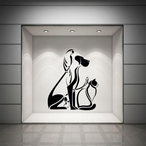 Abstract Animals Wall Decal Cat Dog Parrot Vinyl Window Stickers Pet Shop Kids Bedroom Nursery Interior Decor Art Wallpaper E381