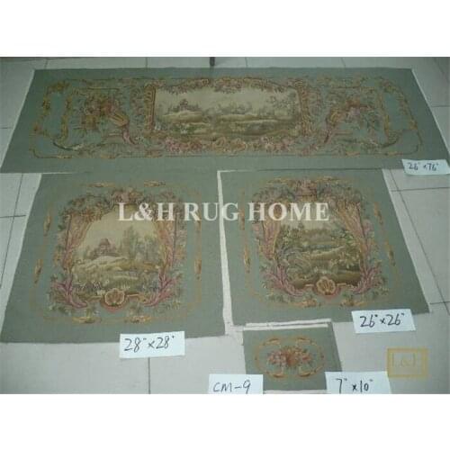 Free Shipping French Aubusson hand woven Silk sofa and chair cover set 1:4 with arms, Aubusson Silk sofa cover set