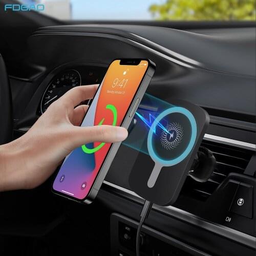 Magnetic Wireless Car Charger Air Vent Mount For Magsafe iPhone 12 Pro Max Samsung S21 S20 Qi 15W Fast Charging Car Phone Holder