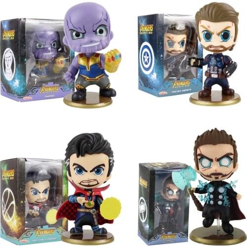 Cosbaby Avengers Infinity War Captain America Doctor Strange Thor Thanos Bobble Head PVC Action Figure Collectible Model Toy