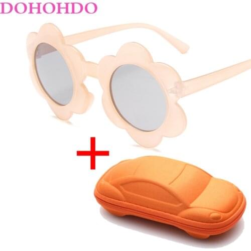 DOHOHDO 2021 Children Sunglasses Kids Cute Sunflower Sun Glasses Lovely Round Candy Color Glasses Baby Girls Oculos De Sol UV400