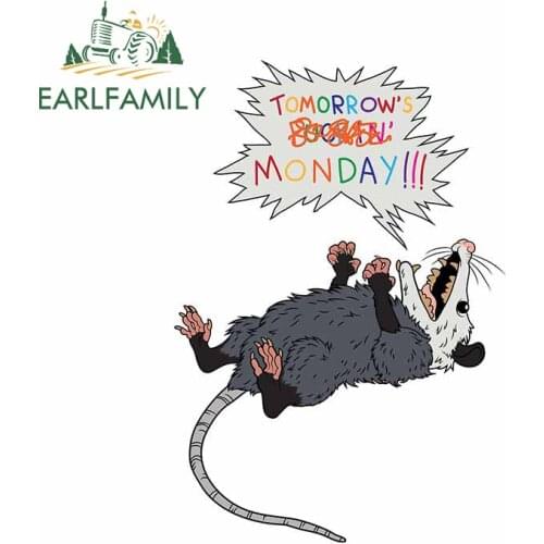 EARLFAMILY 13cm x 9.2cm Cartoon Decal for Pessimist Opossum Funny Car Stickers Air Conditioner Refrigerator Waterproof RV Decor