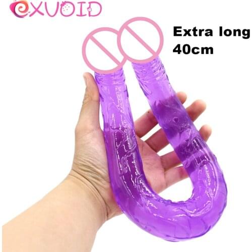 EXVOID Long Penis Double Ended Adult Products Anal Butt Plug Sex Toys for Woman Lesbian G-spot Massager Realistic Dildo