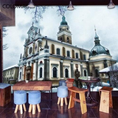 Colomac Custom European-style Snow Scene Castle 3d Background Wallpaper Oil Painting Mural Wall Decoration Drop Shopping