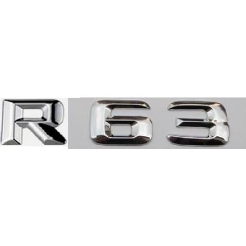 Chrome Shiny Silver ABS Car Trunk Rear Number Letters Words Badge Emblem Decal Sticker for Mercedes-Benz R63 AMG