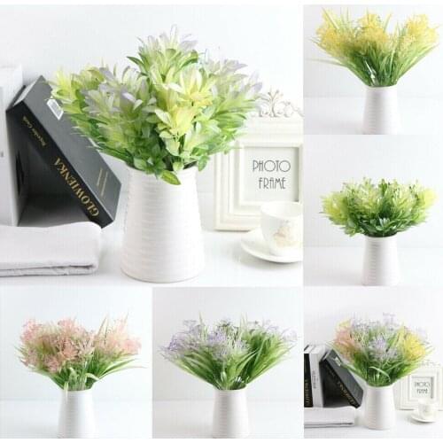 2019 New 1 Bunch 6 Fork Artificial Olive Water Grass Green Leaf Simulation Branches Plants Artificial Silk Fake Leaf Home Decor