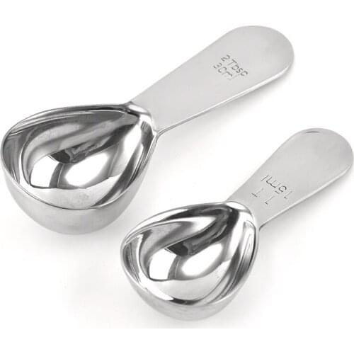 Stainless Steel Coffee Beans Scoop Measuring Tablespoon Thicken With Scale for Tea, Coffee, Milk Brewing Kitchen Barista Tools