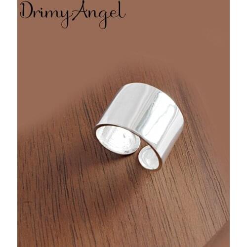 Vintage Silver Color Large Smooth Rings Handmade Adjustable Size Rings For Men Women Christmas Gifts Party Jewelry