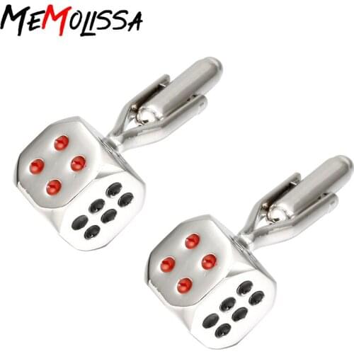 MeMolissa Formal Red black dice Cufflink for Mens Suits Buttons Geometric Wedding Cufflink French Grooms Shirt Brand Cuff Links