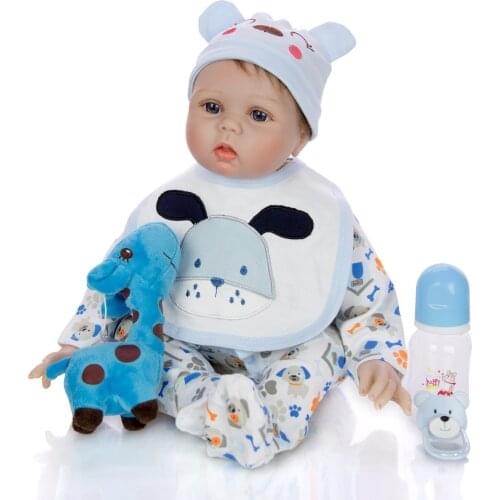 Cute reborn baby dolls 22inch 55cm soft silicone reborn baby doll reborn toddler dolls with Dinosaur clothes children gift toy