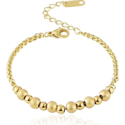 Fashion Stainless Steel Smooth Steel Ball String Frosted Steel Ball Bracelet Woman Bracelet Love Jewelry Wholesale B-26