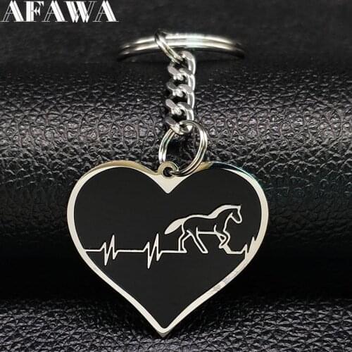 Fashion Heart Horse Stainless Steel Key Chain for Men Black Keychain Car Jewelry llaveros para hombre K77412B