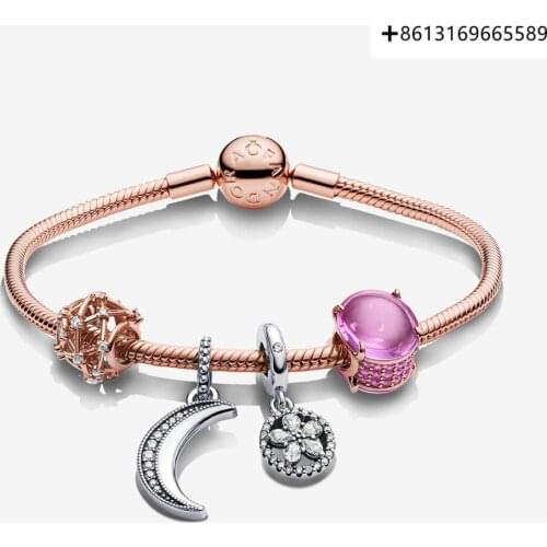 Fashionista hot style 925 sterling silver rose gold floral bracelet for men and women