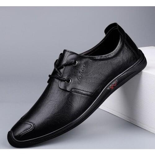 Mens Genuine Leather Shoes Lace Up Trend Comfortable Men Shoes British Style Oxford Man Fashion Sneakers Moccasins Male Flats