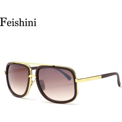 FEISHINI Shop Counters COOL Big Shield Sunglasses Men Polarized Mirror Classic Brand Design retro Unisex Sunglass For Women 2020