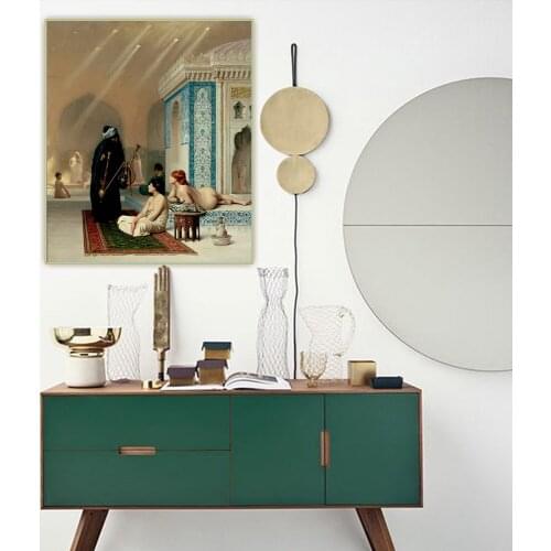 Pool in a Harem by Jean Leon Gerome Canvas Art Oil Decorative Painting Aesthetic Picture Wall Decor Home Living Room Decoration