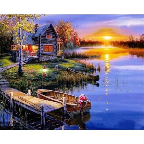 DIY Digital Painting By Numbers Package country house oil painting mural Kits Coloring Wall Art Picture Gift frameless