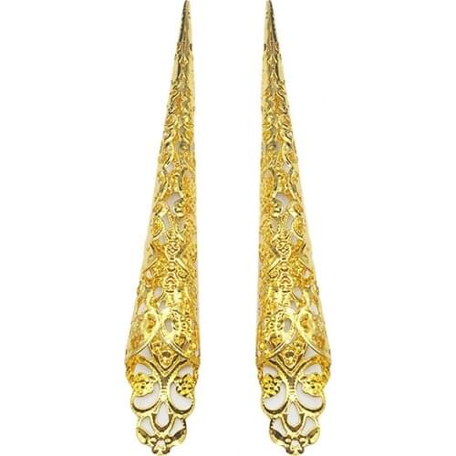 10Pcs Finger False Nail Tips Decorative Vintage Ancient Queen Costume Accessories Nails Art Fake Extension Nail Tips