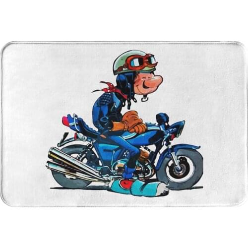 Gaston Lagaffe Comics Non-slip Doormat On Motercycle Living Room Kitchen Mat Prayer Carpet Indoor Modern Decor
