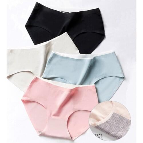 Womens Cotton Underwear Panties Sexy Solid Color Panties Fashion Color Change Breathable Shorts Mid Waist Seamless Underpants