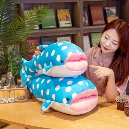 New 50/ 80cm Plush&Stuffed Blue Spots Whale Pillow Simulation Shark Plush Toys Good Product Simulation Big Mouth Shark kid