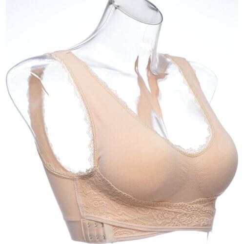New Low Back Push Up Bras for Women Lace Front Closure Backless Wireless Plus Size Women Padded Bra Dropshipping Sport