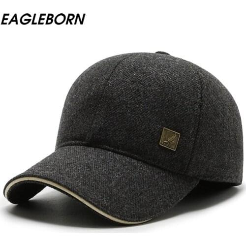 New Winter Men Baseball Hats Simple Fashion Middle-aged Elderly Caps Warm Thick Baseball Caps Ear Protection Caps Winter Hat Man