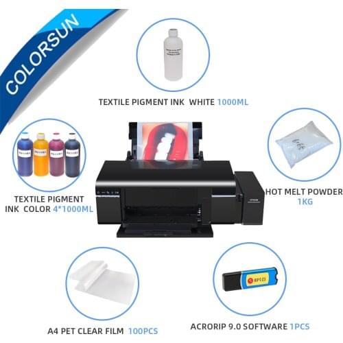 Colorsun A4 DTF printer L805 Transfer Film Printing Package Direct Transfer Film Printer for Textile Fabric T-Shirt Printing