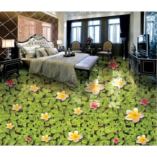 Custom 3d flooring Magnolia green leaves wallpaper for kids room vinyl flooring living room decoration